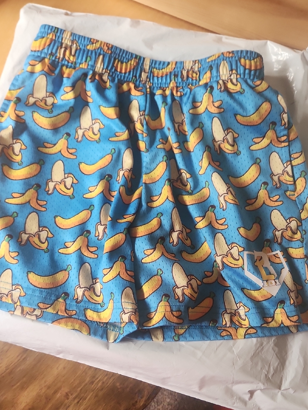Blue Kids Banana-Print Athletic Shorts